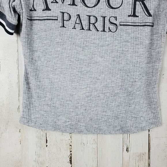 Charlotte Russe Paris Ribbed Tee Shirt Gray Size Small - Picture 5 of 8